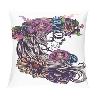 Personality  Sugar Skull Girl In Flower Crown Pillow Covers