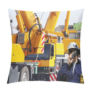 Personality  Engineer With Large Mobile Construction Cranes Pillow Covers