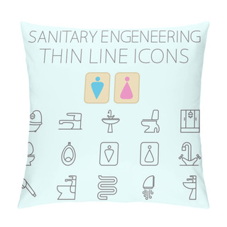 Personality  Sanitary Engineering Flat Vector Icon Set Pillow Covers