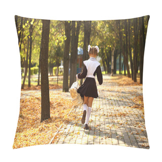 Personality  Happy Little Schoolgirl Go Home From School Pillow Covers