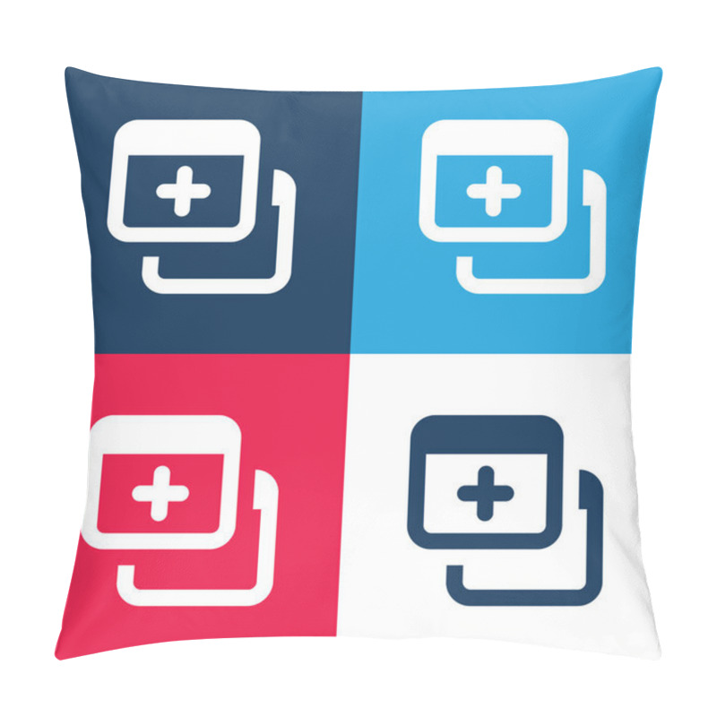 Personality  Add Blue And Red Four Color Minimal Icon Set Pillow Covers