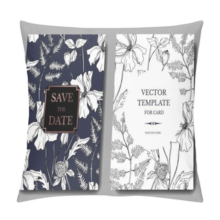 Personality  Vector Wildflowers Botanical Flowers. Black And White Engraved Ink Art. Wedding Background Card Decorative Border. Pillow Covers