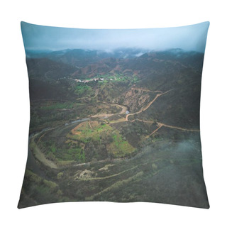 Personality  An Aerial View Of The Gilao River In The Algarve Mountain, Portugal Pillow Covers