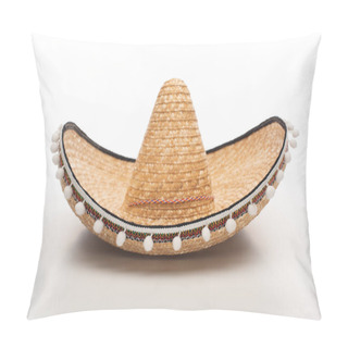 Personality  Mexican Straw Hat On White Background Pillow Covers