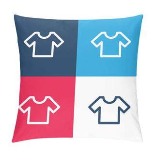 Personality  Basic T Shirt Blue And Red Four Color Minimal Icon Set Pillow Covers