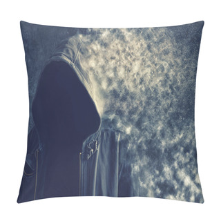 Personality  Faceless Unrecognizable Man Vanishing Into Dust Pillow Covers