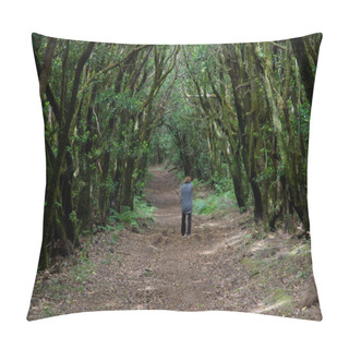Personality  Woman Walking Through Of A Laurel Forest. Pillow Covers