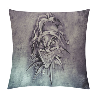 Personality  Tattoo Design Over Grey Background Pillow Covers