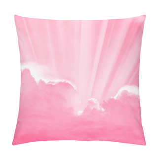 Personality  Pink Sky And Rays Of Light Shining Down With Clouds Pillow Covers