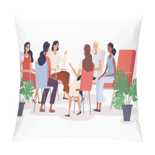 Personality  Group Therapy Session With Diverse Women Pillow Covers