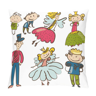 Personality  Little Personages From Magic Kingdom Isolated Vector Illustratio Pillow Covers