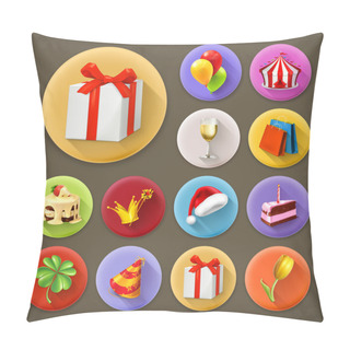 Personality  Holiday And Gifts, Long Shadow Icon Set Pillow Covers
