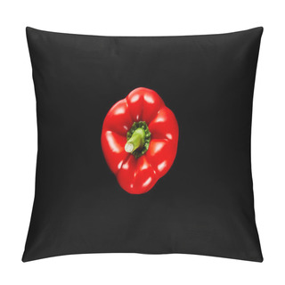 Personality  Top View Of Fresh Organic Red Paprika Isolated On Black Pillow Covers