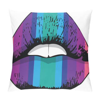 Personality  Abstract Colorful Woman Lips Pillow Covers