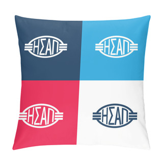 Personality  Athens Metro Logo Blue And Red Four Color Minimal Icon Set Pillow Covers