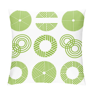 Personality  Set Of Matcha Tea Icons. Matcha Stone Mill Grinder. Green Tea Image. Pillow Covers