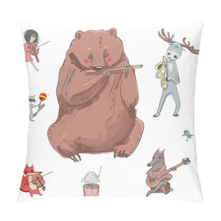 Personality  Set With Cute Musical Animals Pillow Covers