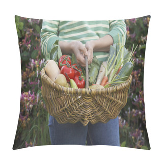 Personality  Woman Holding Fruits And Vegetables  Pillow Covers