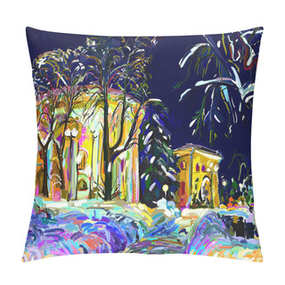 Personality  Winter Night Cityscape Digital Painting Pillow Covers