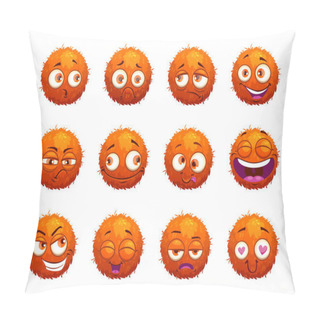 Personality  Funny Orange Round Characters Set. Pillow Covers