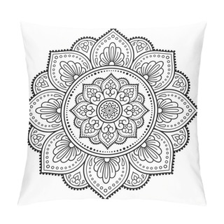 Personality  Circular Pattern In Form Of Mandala With Flower For Henna, Mehndi, Tattoo, Decoration. Decorative Ornament In Ethnic Oriental Style. Outline Doodle Hand Draw Vector Illustration. Coloring Book Page. Pillow Covers
