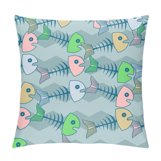 Personality  Vector Background With Dead Fishes. Pillow Covers