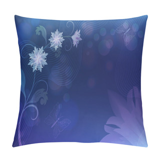 Personality  Abstract Blue Background With Flowers And Butterflies. Pillow Covers