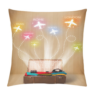 Personality  Travel Bag With Clothes And Colorful Planes Flying Out Pillow Covers