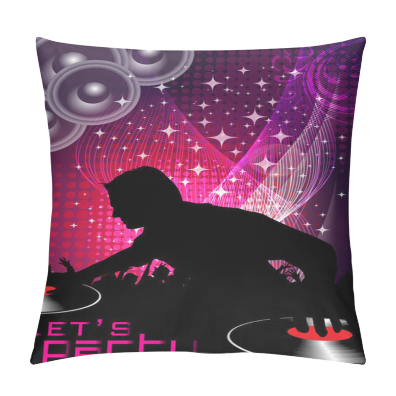 Personality  Abstract Vector Of Disk Jockey On Colorful Music Event Backgrou Pillow Covers