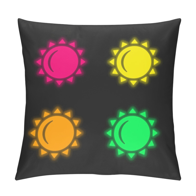 Personality  Big Sun four color glowing neon vector icon pillow covers