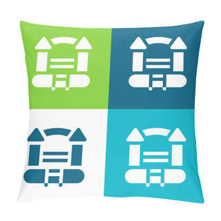 Personality  Bouncy Castle Flat Four Color Minimal Icon Set Pillow Covers