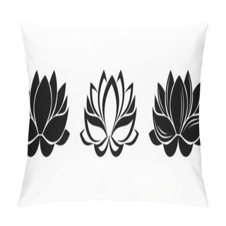 Personality  Lotus Flowers Silhouettes. Set Of Three Vector Illustrations. Pillow Covers