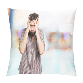 Personality  Boring Young Man Yawning Pillow Covers