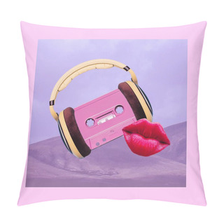 Personality  Contemporary Art Collage. Retro Vibes Lover. Audio Cassette And  Pillow Covers