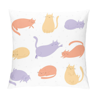 Personality  Sleepy Cats Vector Set Pillow Covers