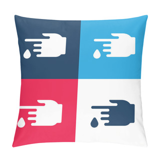 Personality  Blood Blue And Red Four Color Minimal Icon Set Pillow Covers
