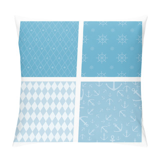 Personality  Set Of 4 Marine Themed Seamless Vector Patterns Pillow Covers