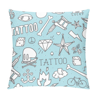 Personality  Doodle Tattoo Seamless Vector Background Pillow Covers