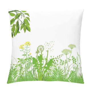 Personality  Grasses With Herbs And Flowers, Illustration Pillow Covers