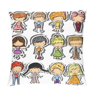 Personality  Cartoon Drawings Of Fashionable Children Pillow Covers