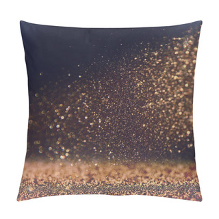Personality  Glitter Vintage Lights Background. Gold, Silver, And Black. De-focused Pillow Covers