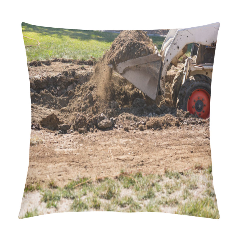 Personality  Small Bulldozer Digging In Yard For Pool Installation Pillow Covers
