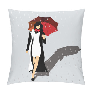 Personality  Woman With A Red Umbrella Pillow Covers