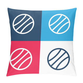Personality  Beach Ball Blue And Red Four Color Minimal Icon Set Pillow Covers