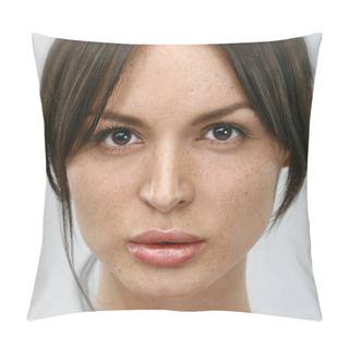 Personality  Portrait Of Young Woman Without Make-up. Pillow Covers