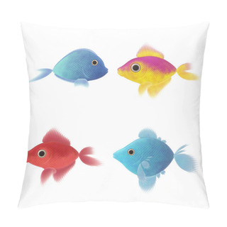 Personality  Four Fish Illustrations Pillow Covers
