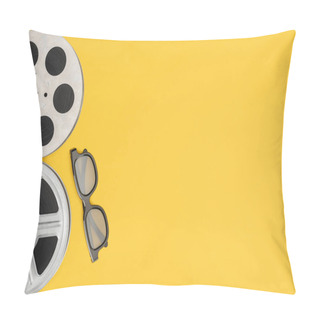 Personality  Film Reels And Stereoscopic 3d Glasses Isolated On Yellow Pillow Covers