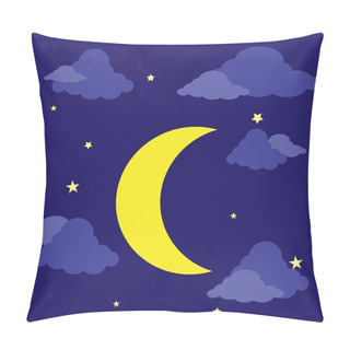 Personality  Vector Illustration Of Cartoon Glossy Moon In The Sky Pillow Covers