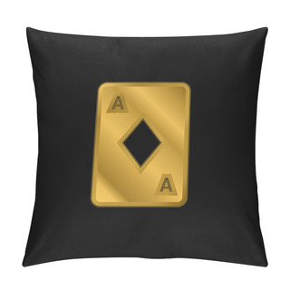 Personality  Ace Of Diamonds Gold Plated Metalic Icon Or Logo Vector Pillow Covers