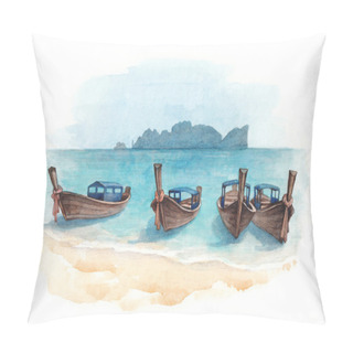 Personality  Watercolor Boats On A Beach Pillow Covers